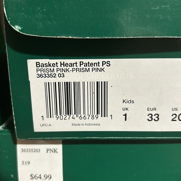 Brand New Puma Basket Heart Patent Preschool,  US Size 2/2.5/3 - Picture 8 of 8